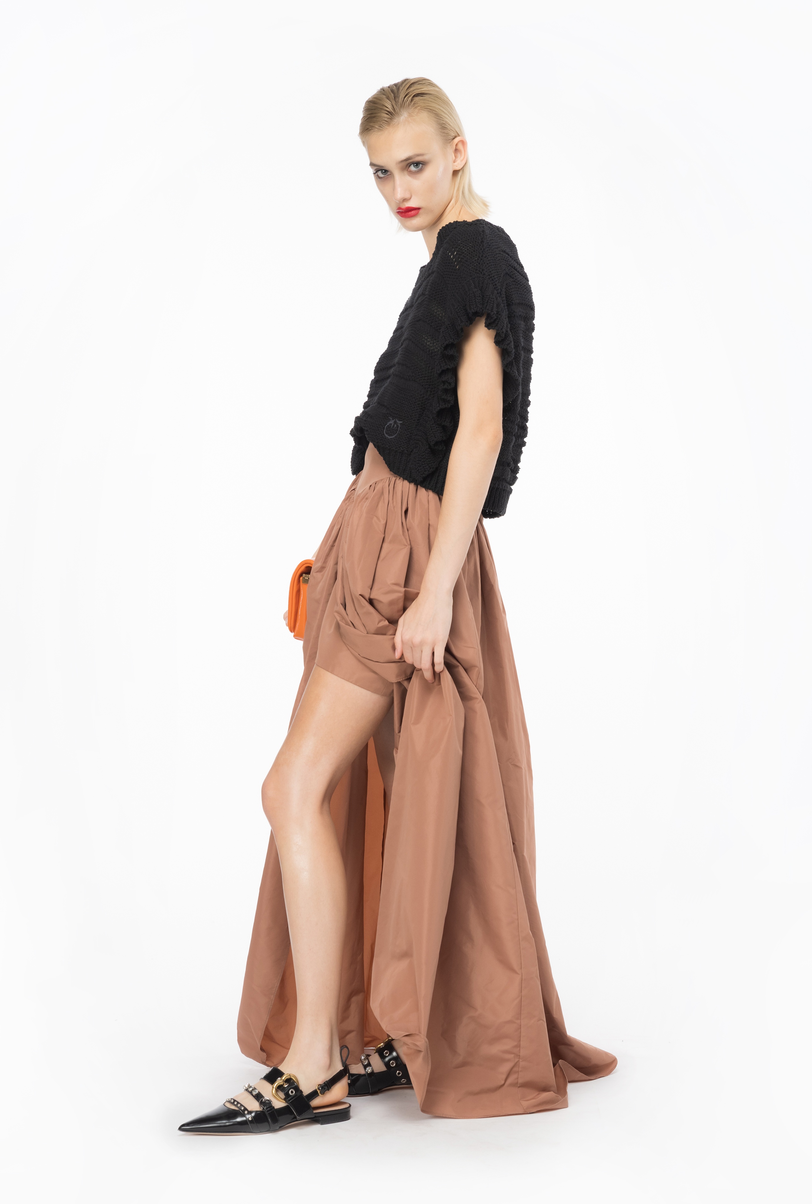 TAFFETA MAXI SKIRT WITH SLIT - 4