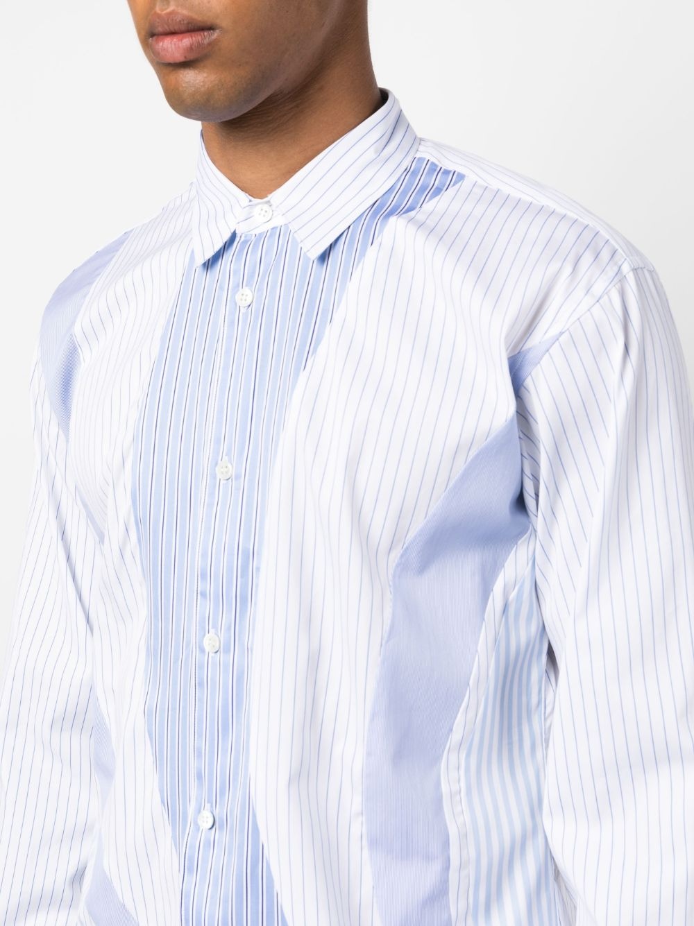 striped panelled long-sleeve shirt - 5