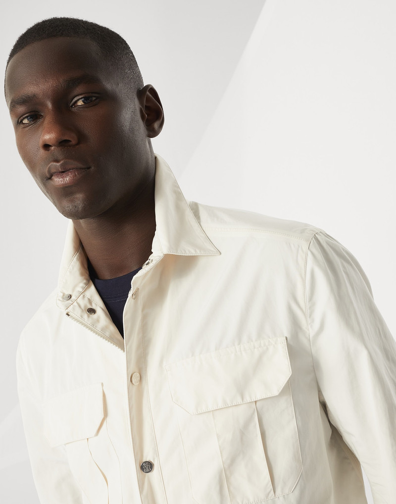 Water-resistant microfiber shirt-style unlined outerwear jacket with heat-bonded seams 3