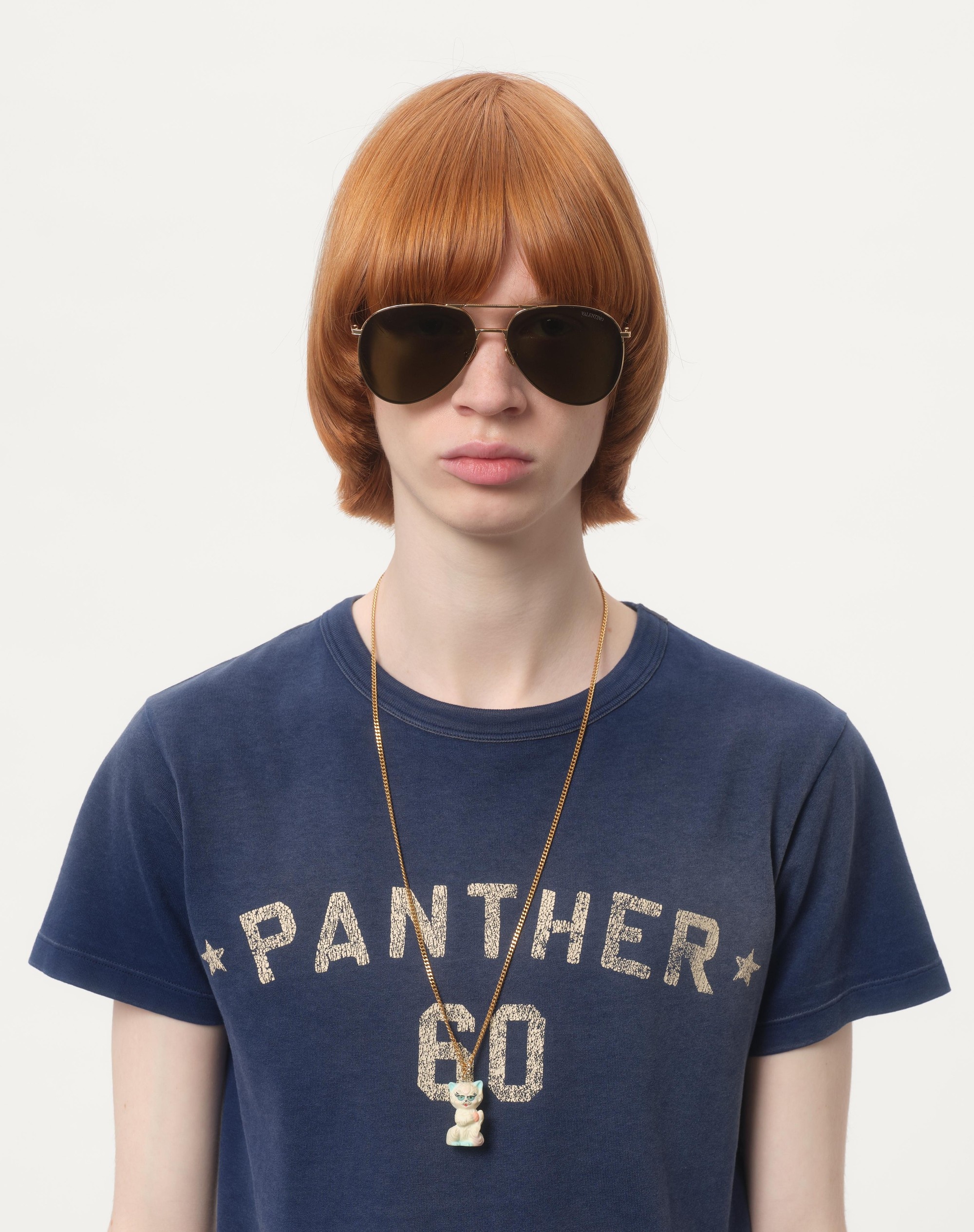 COTTON T-SHIRT WITH CHEZ VALENTINO PRINT AND PATCH - 3