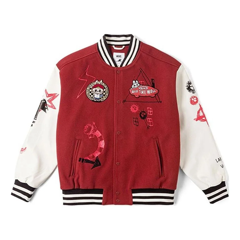 Vans x THE MONSTERS Baseball Jacket 'White Red' VN000JFB7BF - 1