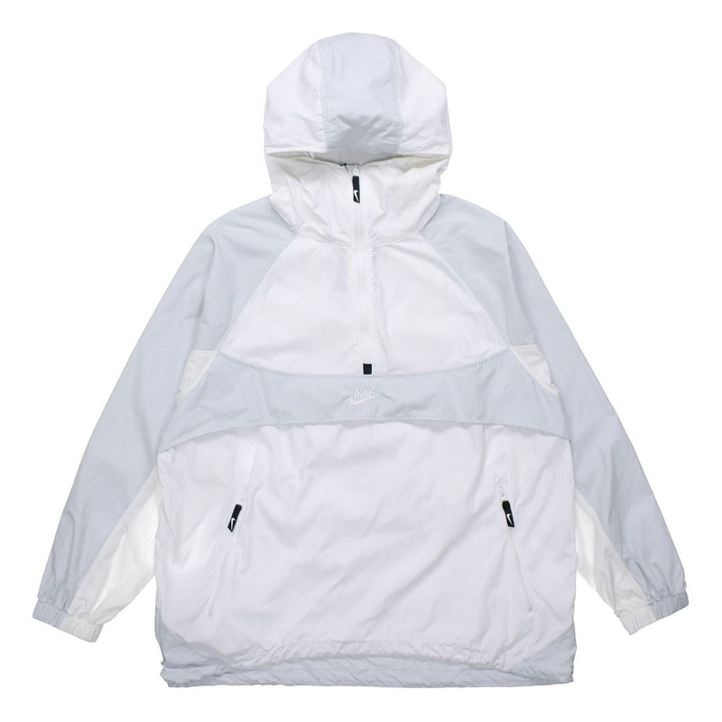 Nike Sportwear Retro Colorblock Loose Half Zipper hooded Pullover Woven Jacket White BV5386-100 - 1