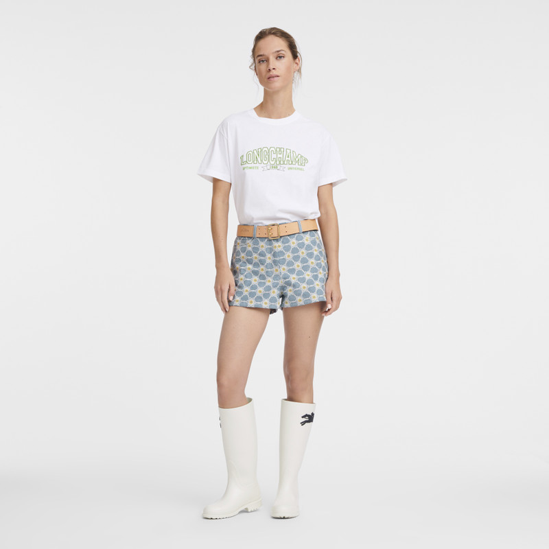 Longchamp Embroidered shorts Sky Blue - Denim outlook