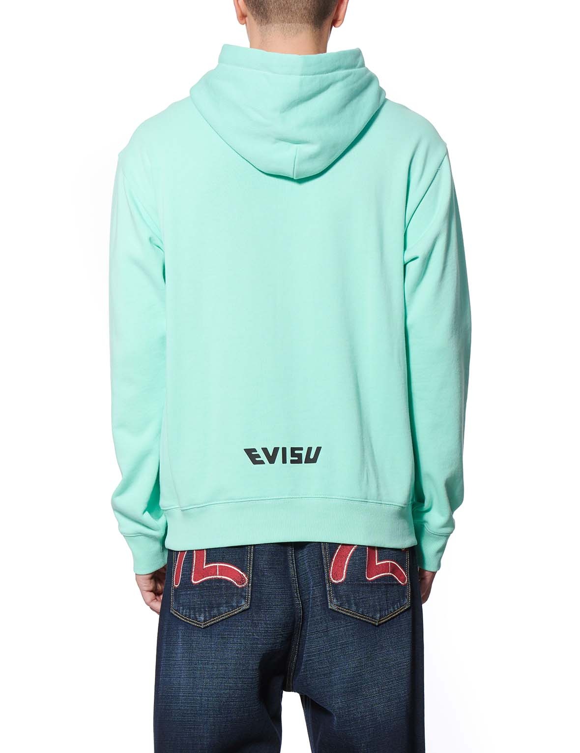 EVISU GIANT PRINTED LOOSE-FIT MINT GREEN HOODIE - 4