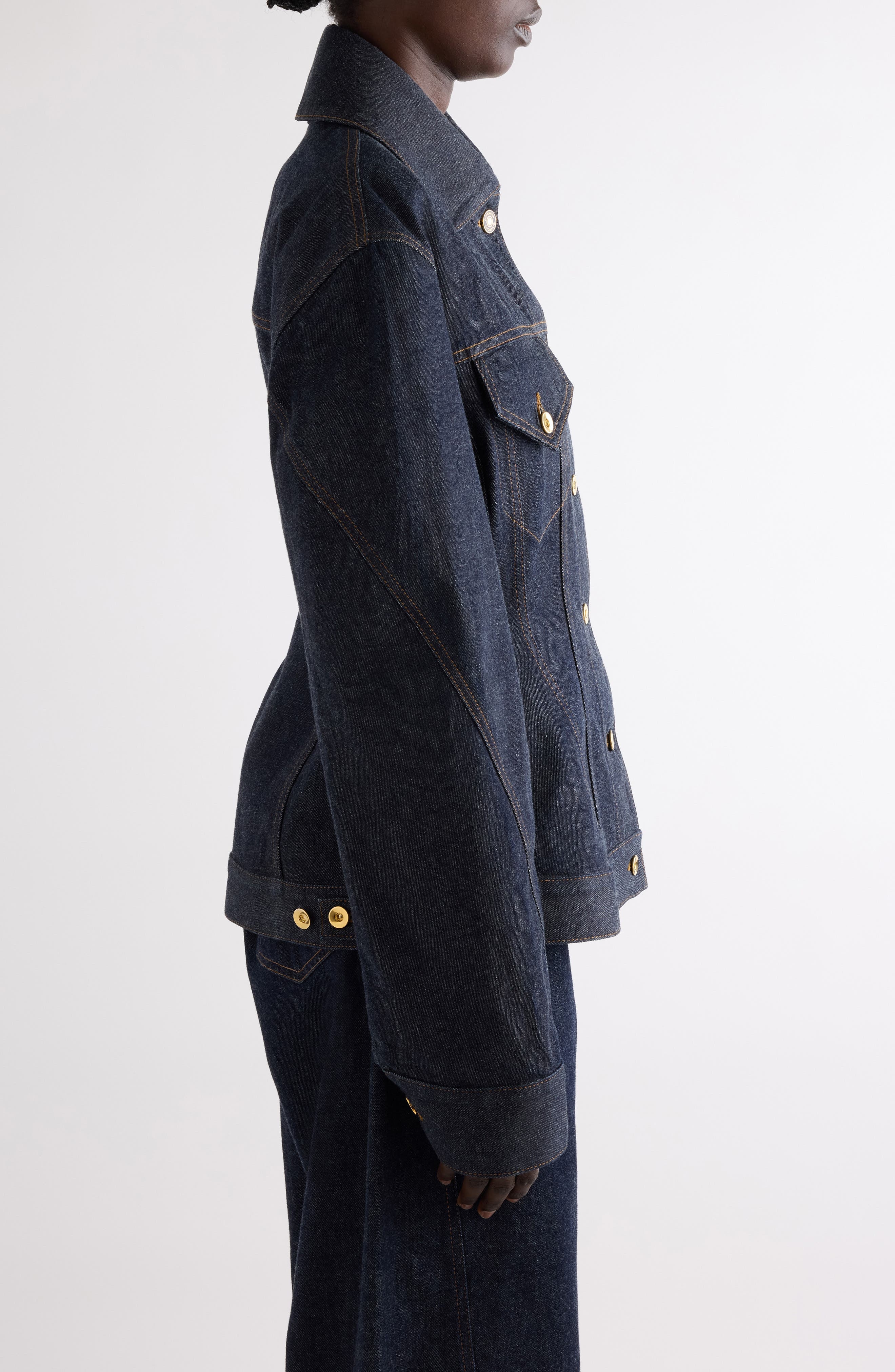 Givenchy Cocoon Waisted Denim Jacket in Dark Blue at Nordstrom - 4