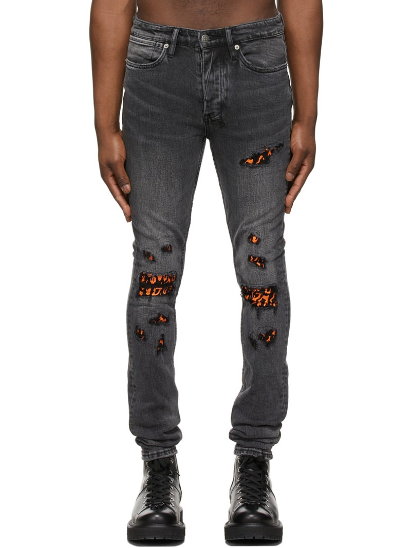 Black Van Winkle Angst Fire Patch Jeans - 1