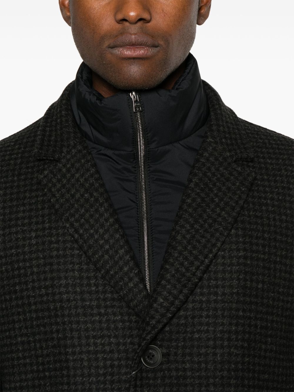 houndstooth layered single-breasted coat - 5