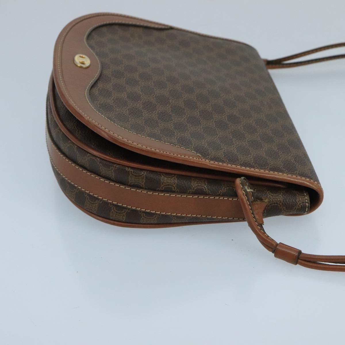 CELINE Macadam Canvas Shoulder Bag Pvc Leather Brown - 4