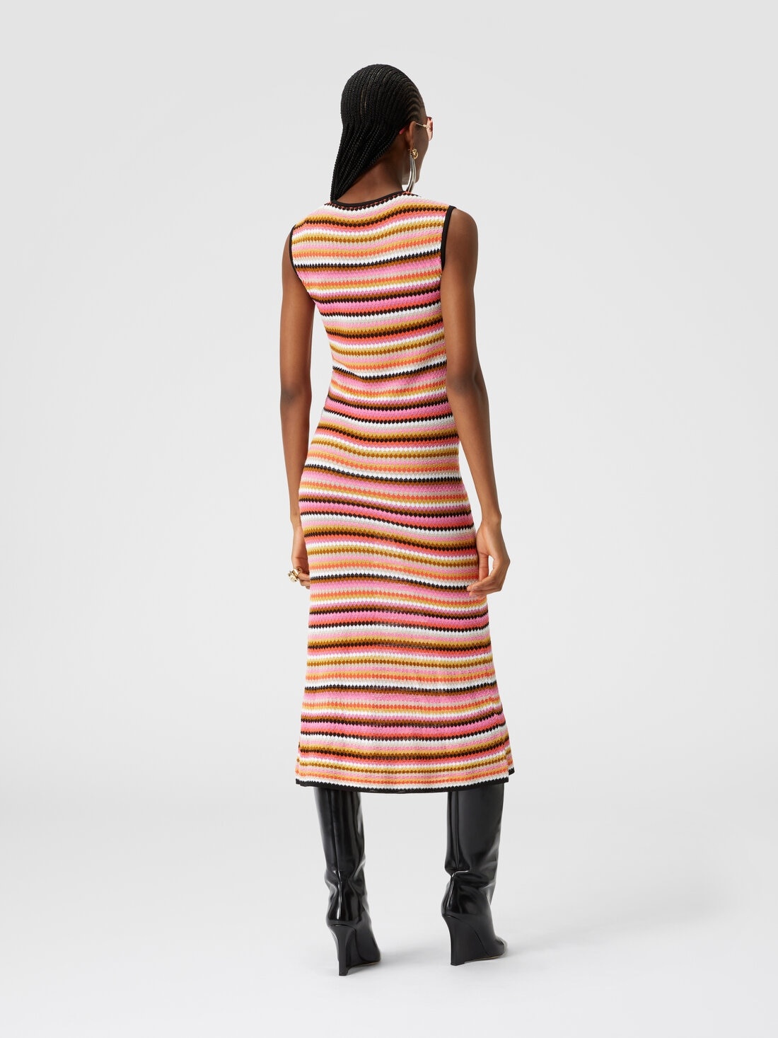 Sleeveless midi dress in striped wool and viscose - 3