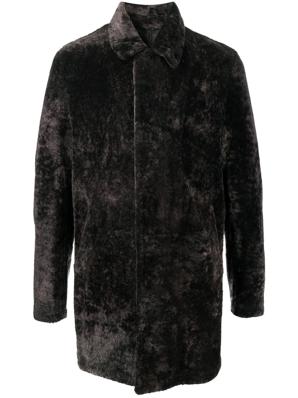 long-sleeve shearling coat - 1