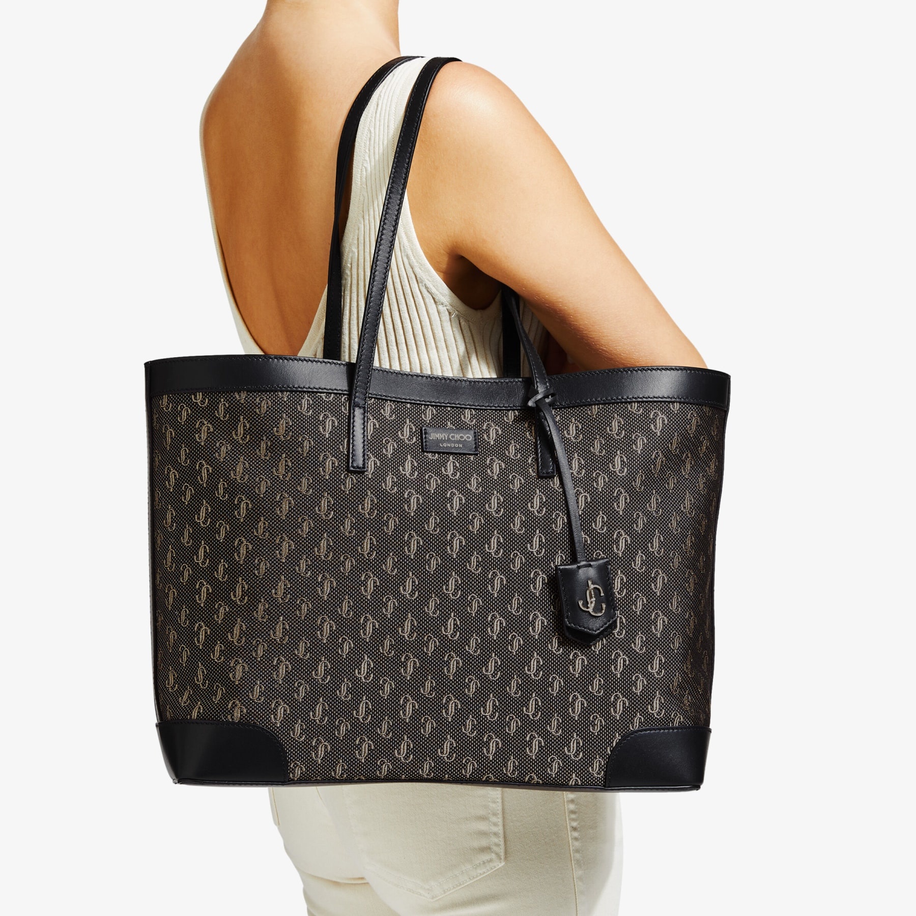Nine2five E/w
Black and Gold JC Monogram Jacquard Lurex and Soft Shiny Calf Tote Bag - 2