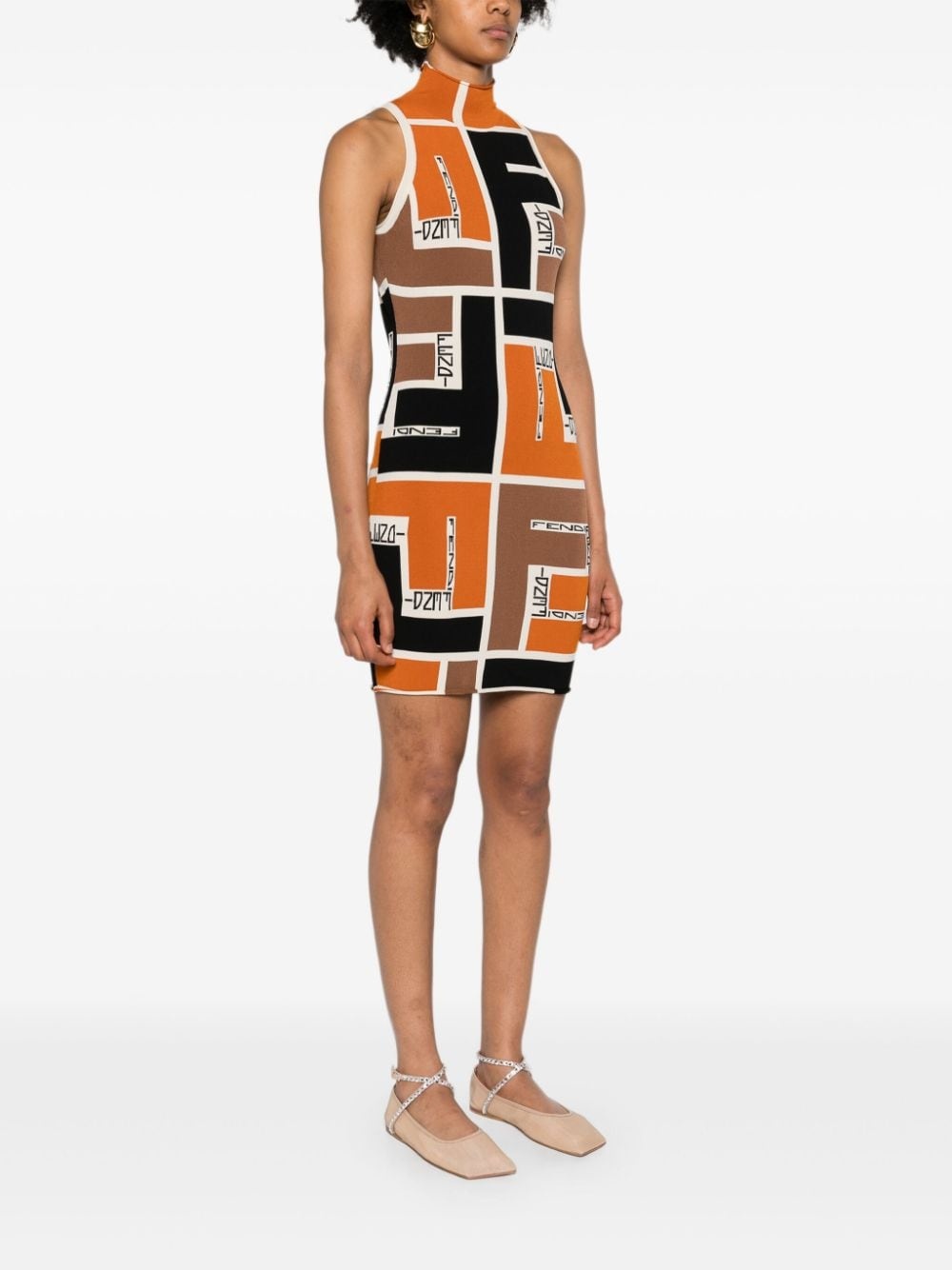 colour-block high-neck minidress - 3