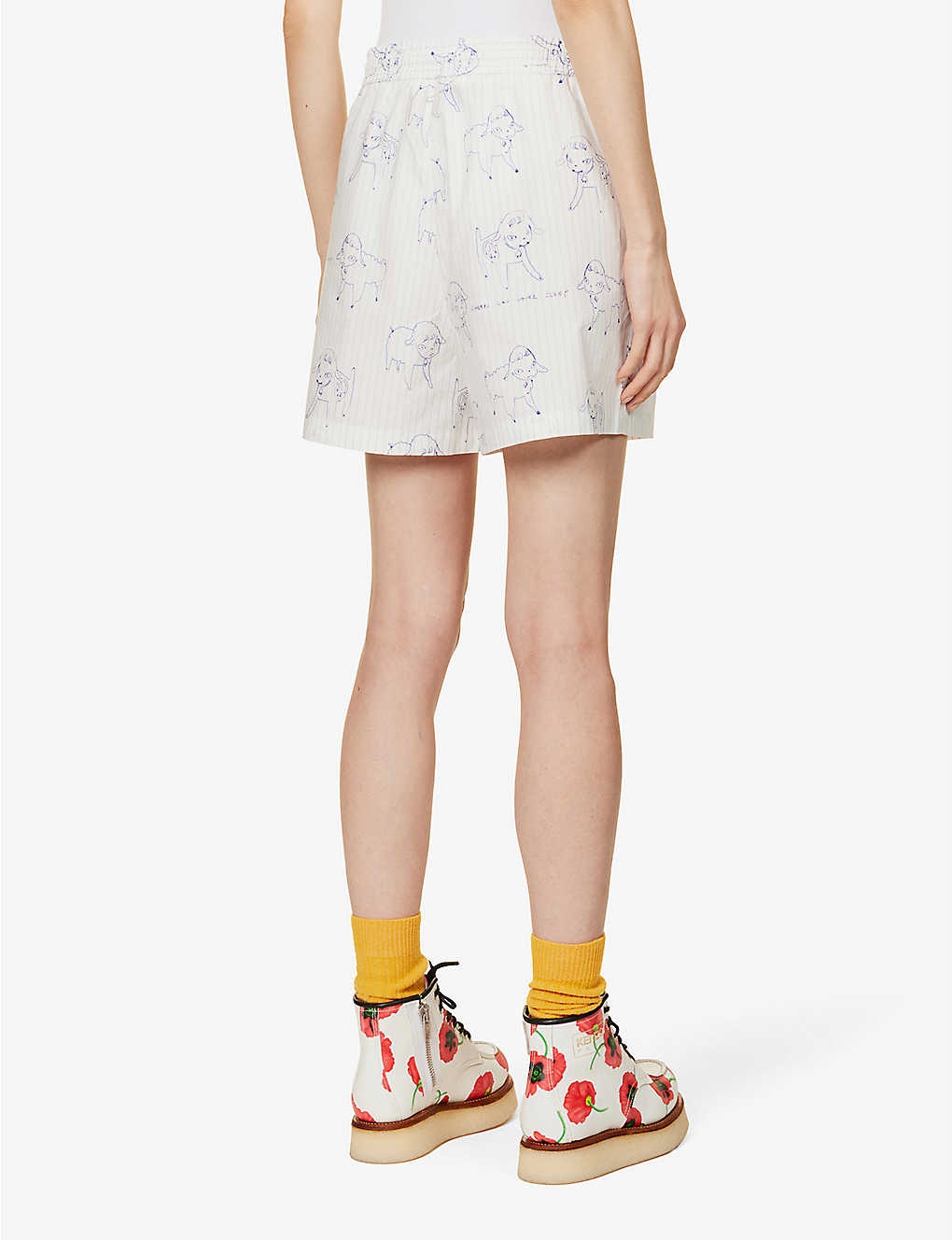 Yoshitomo Nara x Stella McCartney graphic-print cotton-poplin shorts - 4