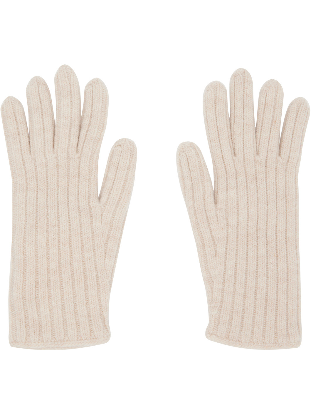 Beige Monogram-Embroidered Wool Gloves - 2