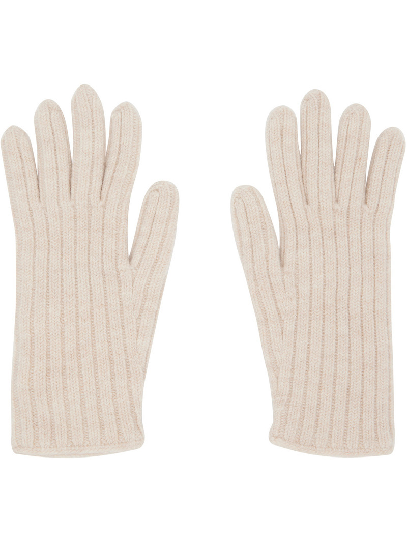 RUSLAN BAGINSKIY Beige Monogram-Embroidered Wool Gloves outlook