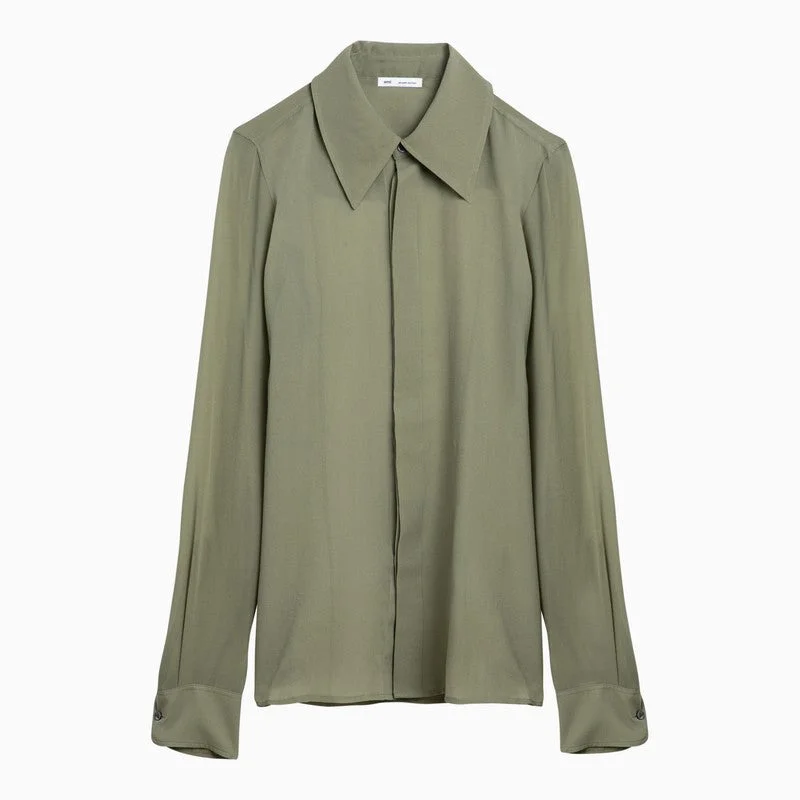 Ami Paris Olive Green Silk Shirt Women - 1