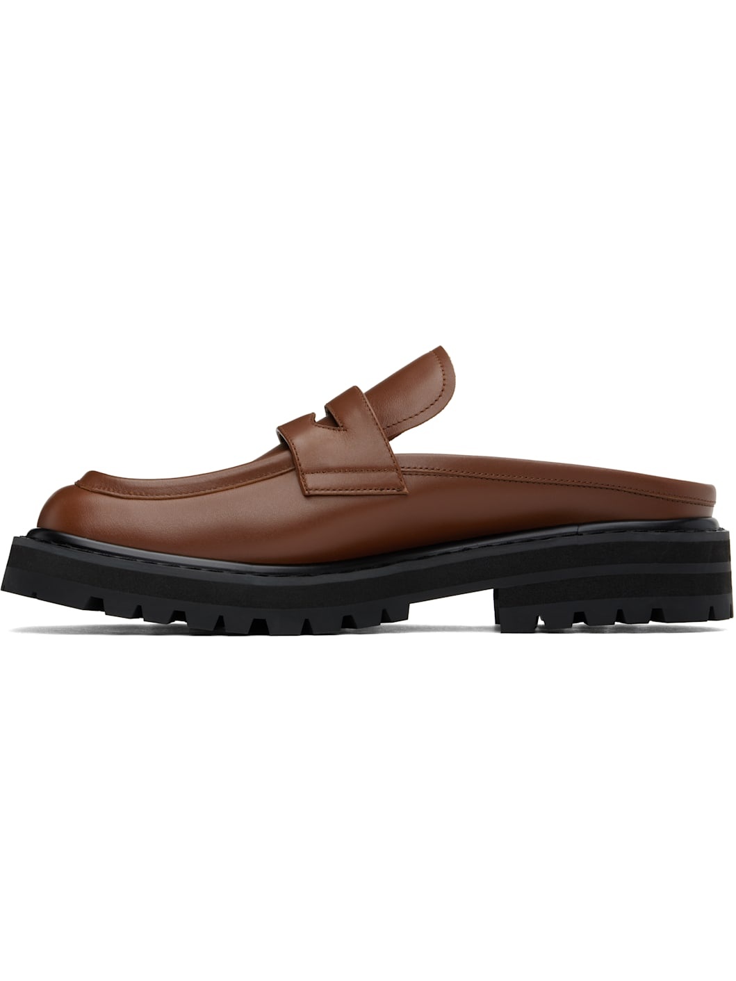 Brown Leather Piercing 2.0 Chunky Sabot Loafers - 3