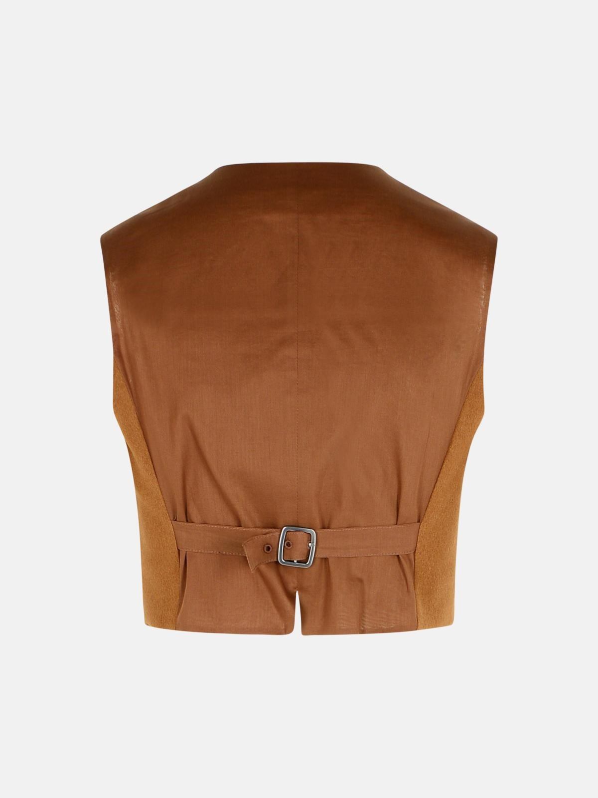 'EDDA' CAMEL LIGHT LEATHER VEST - 3