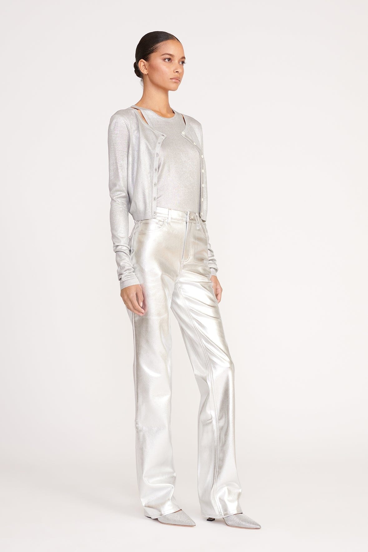 STAUD DEANNA CARDIGAN SILVER - 4