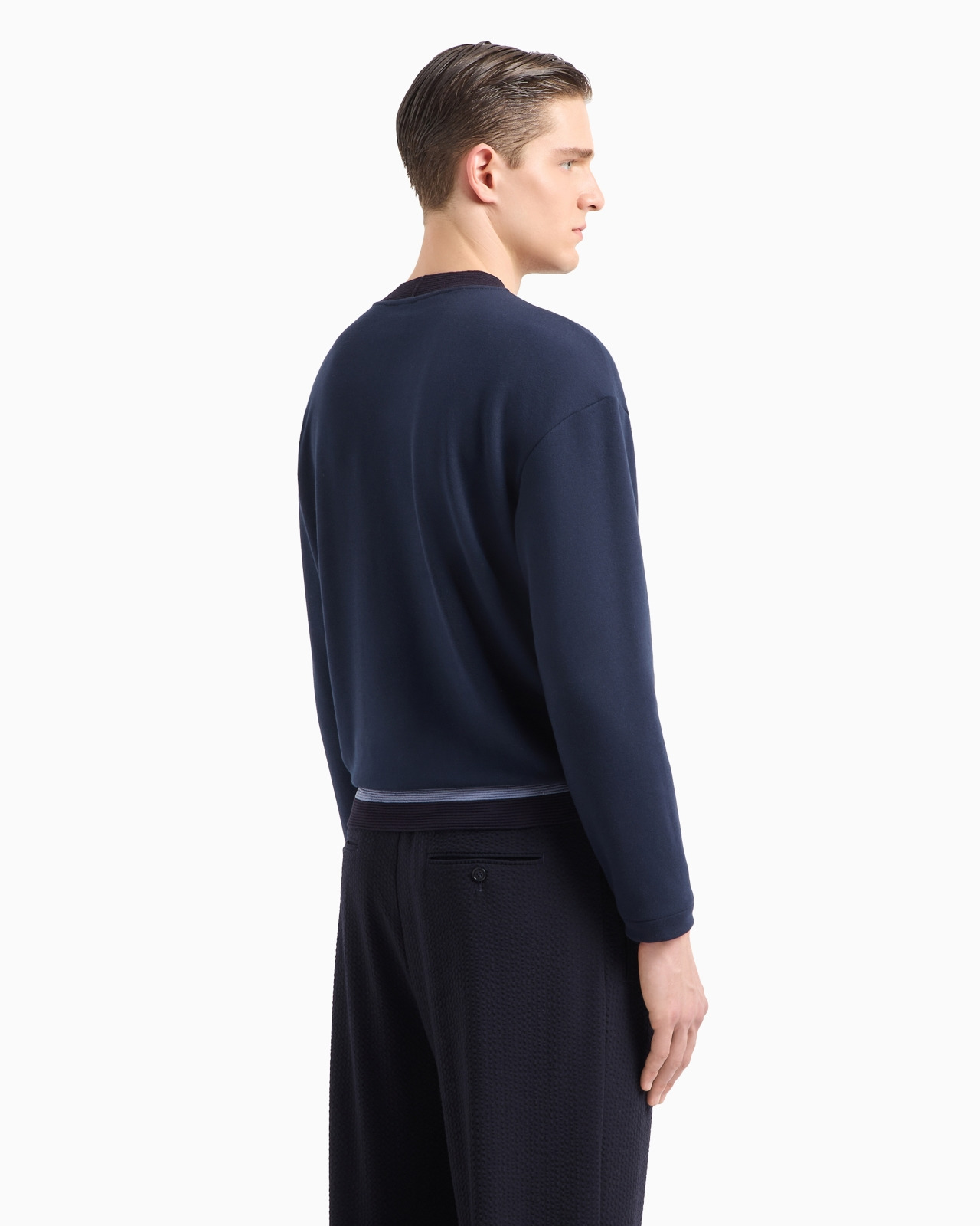 Cotton and cashmere crew-neck sweatshirt with oversized logo - 3