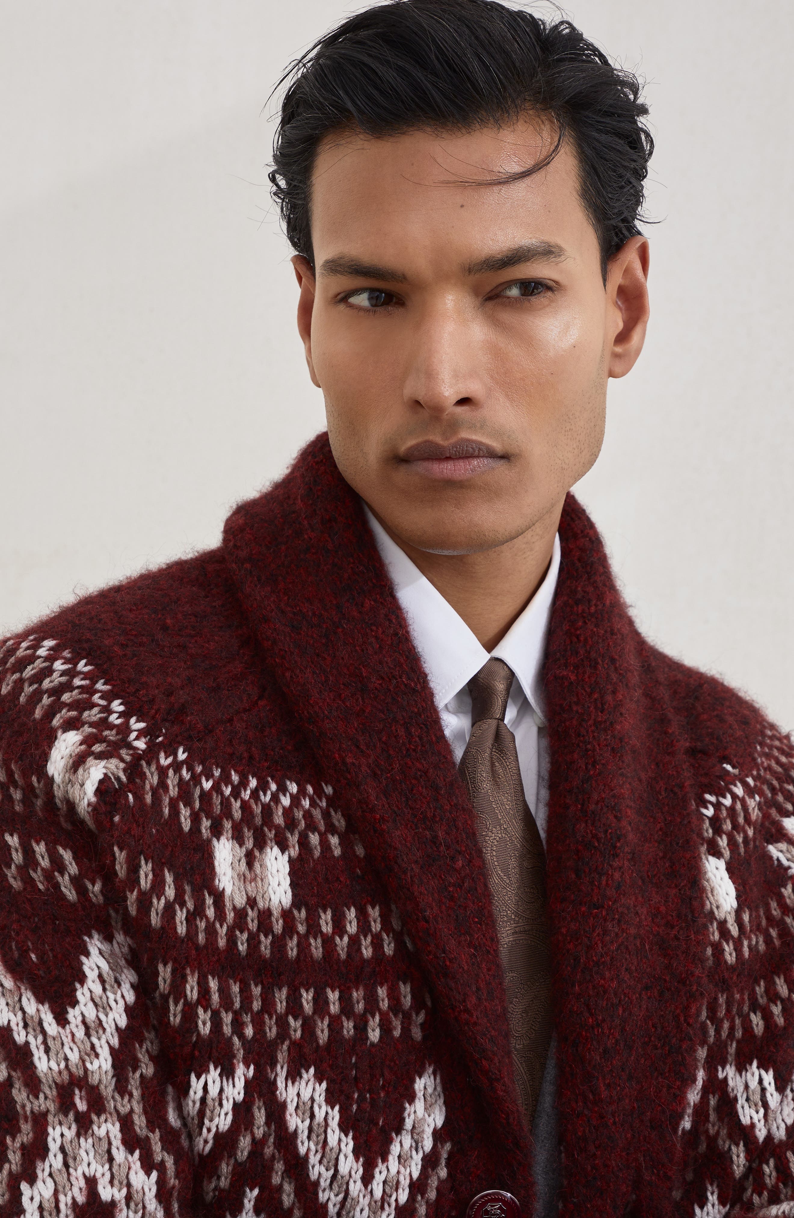 Brunello Cucinelli Cardigan with metal buttons in Amaranth at Nordstrom - 4