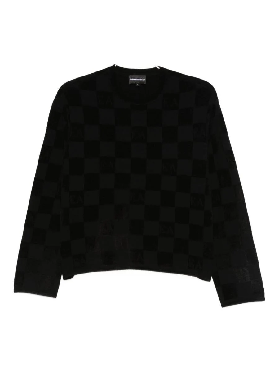 Emporio Armani Check Crewneck Sweater - 1