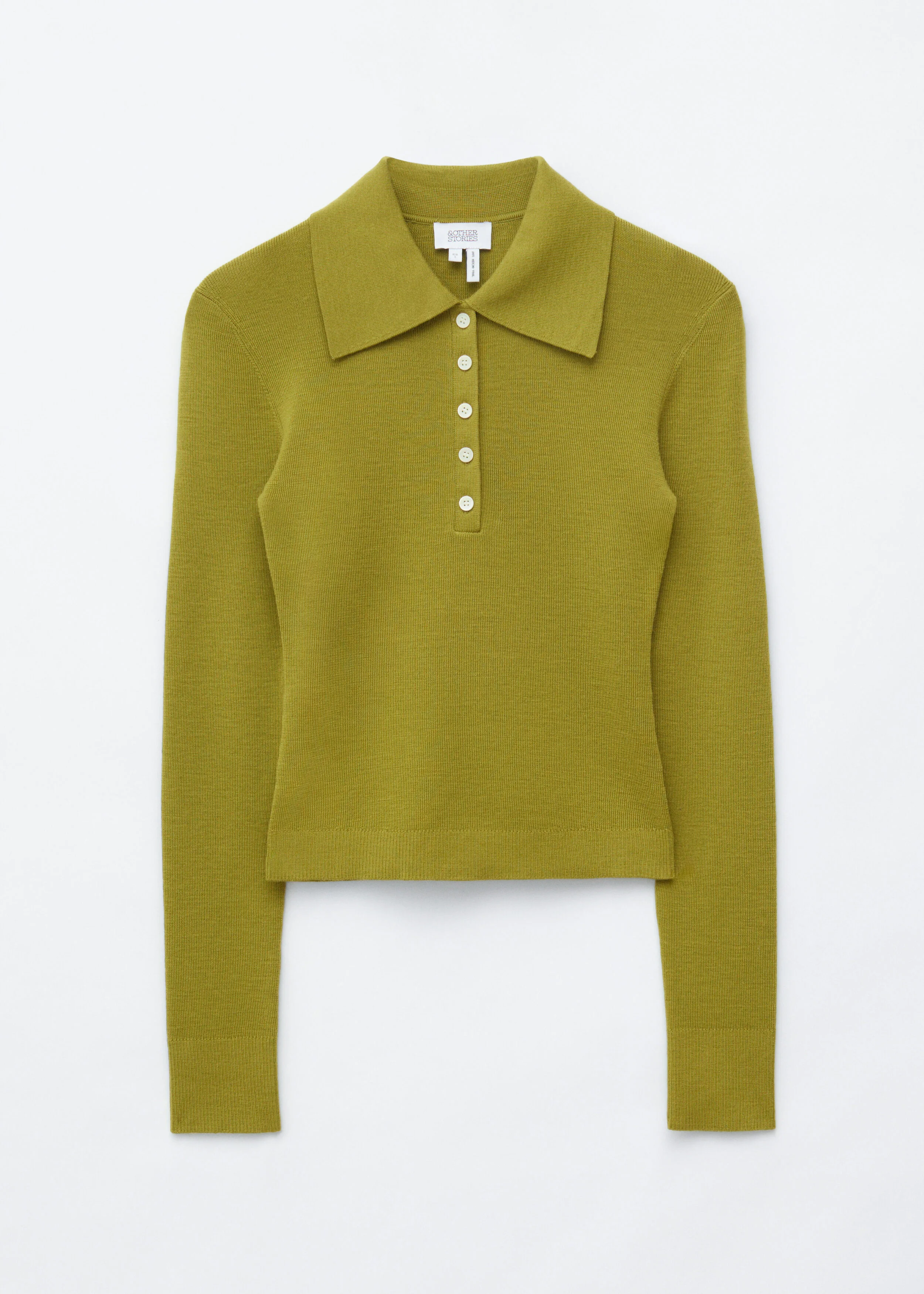 Rib-Knit Merino Polo Top - 1