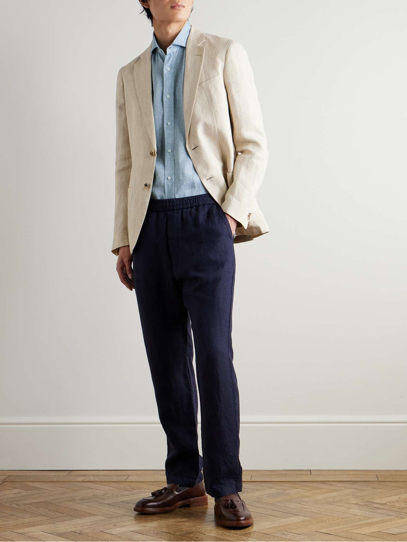 Brunello Cucinelli Spread-Collar Linen Shirt outlook
