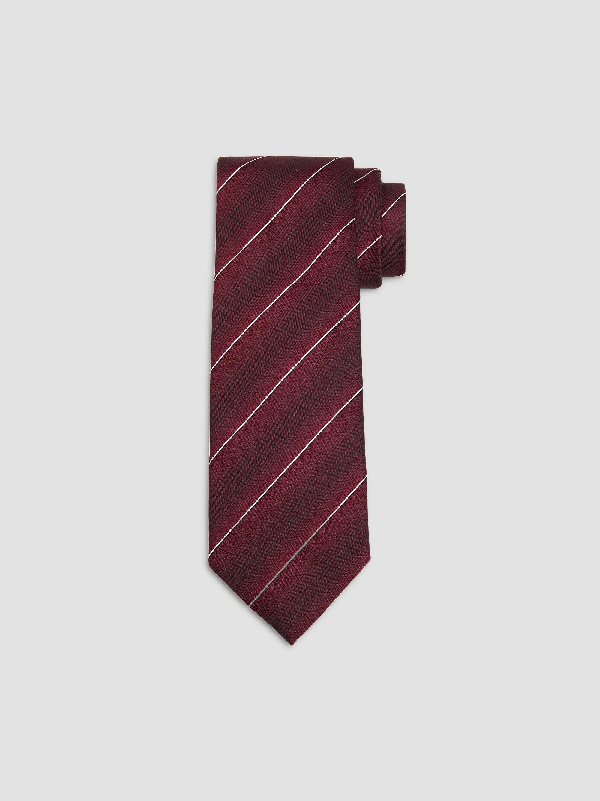 Men's Linen Diagonal Striped Tie - Rubino - 1