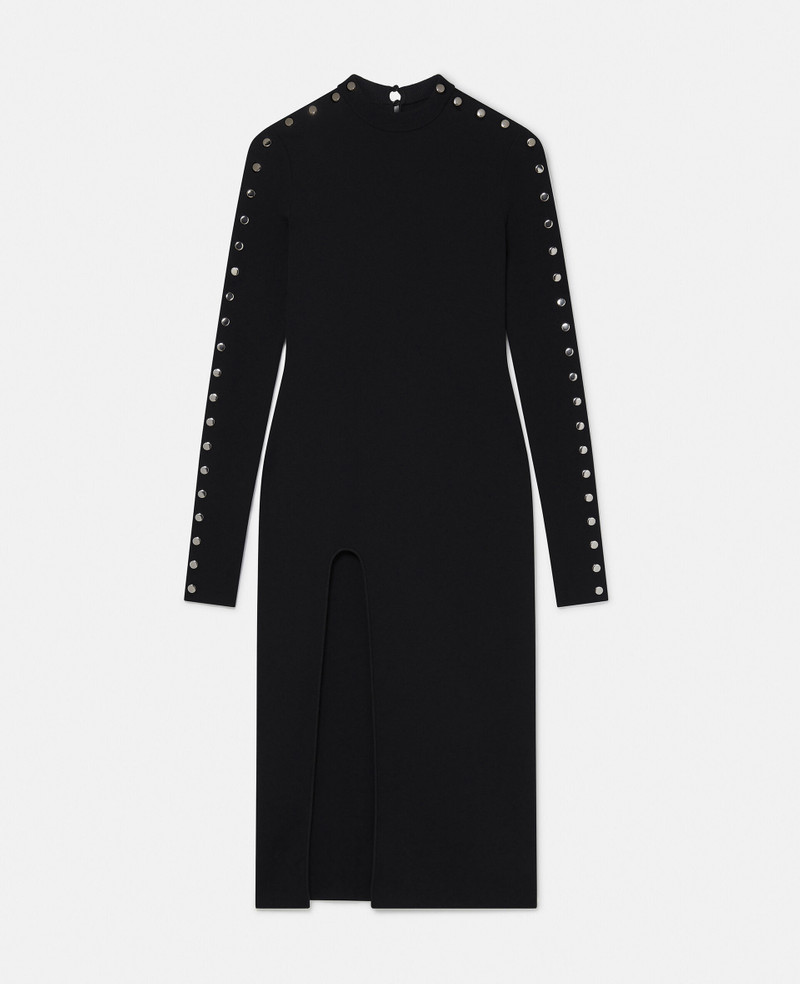 Long-Sleeve Leg Slit Midi Dress - 1