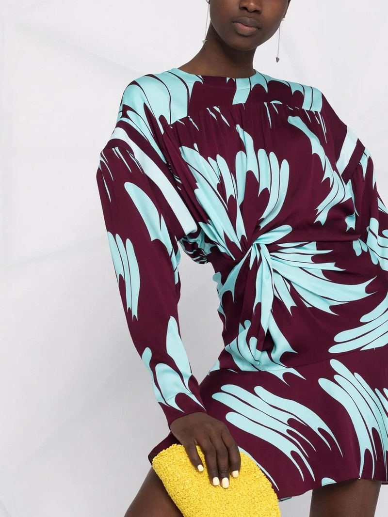 abstract-print gathered dress 5