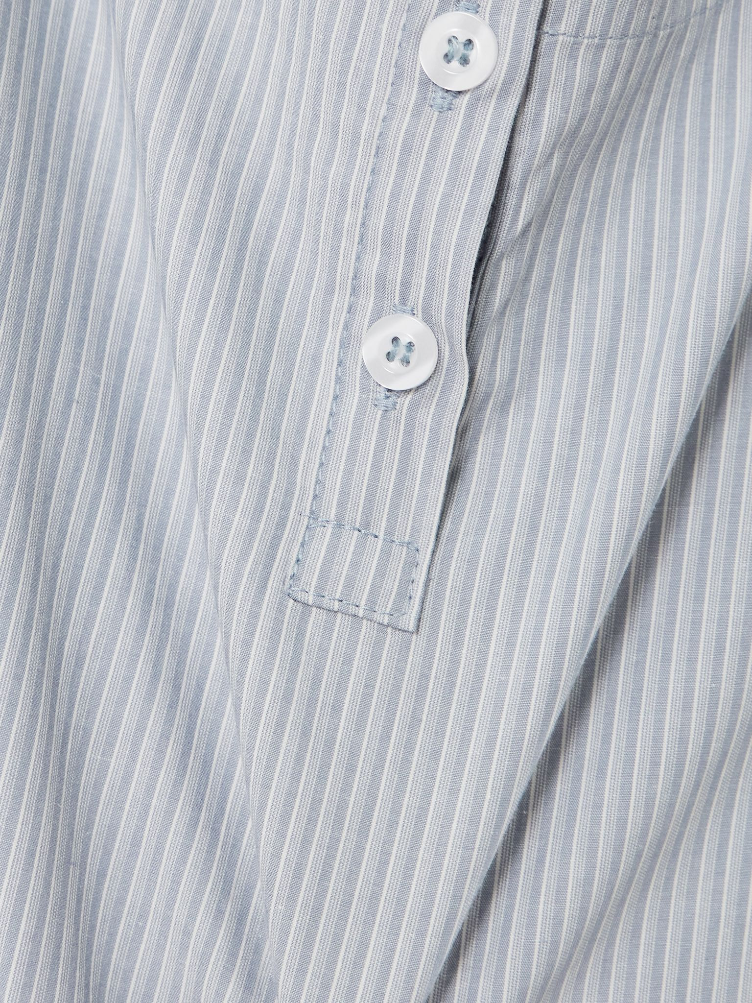Tie-detailed layered striped organic cotton-poplin tank Blue - 4