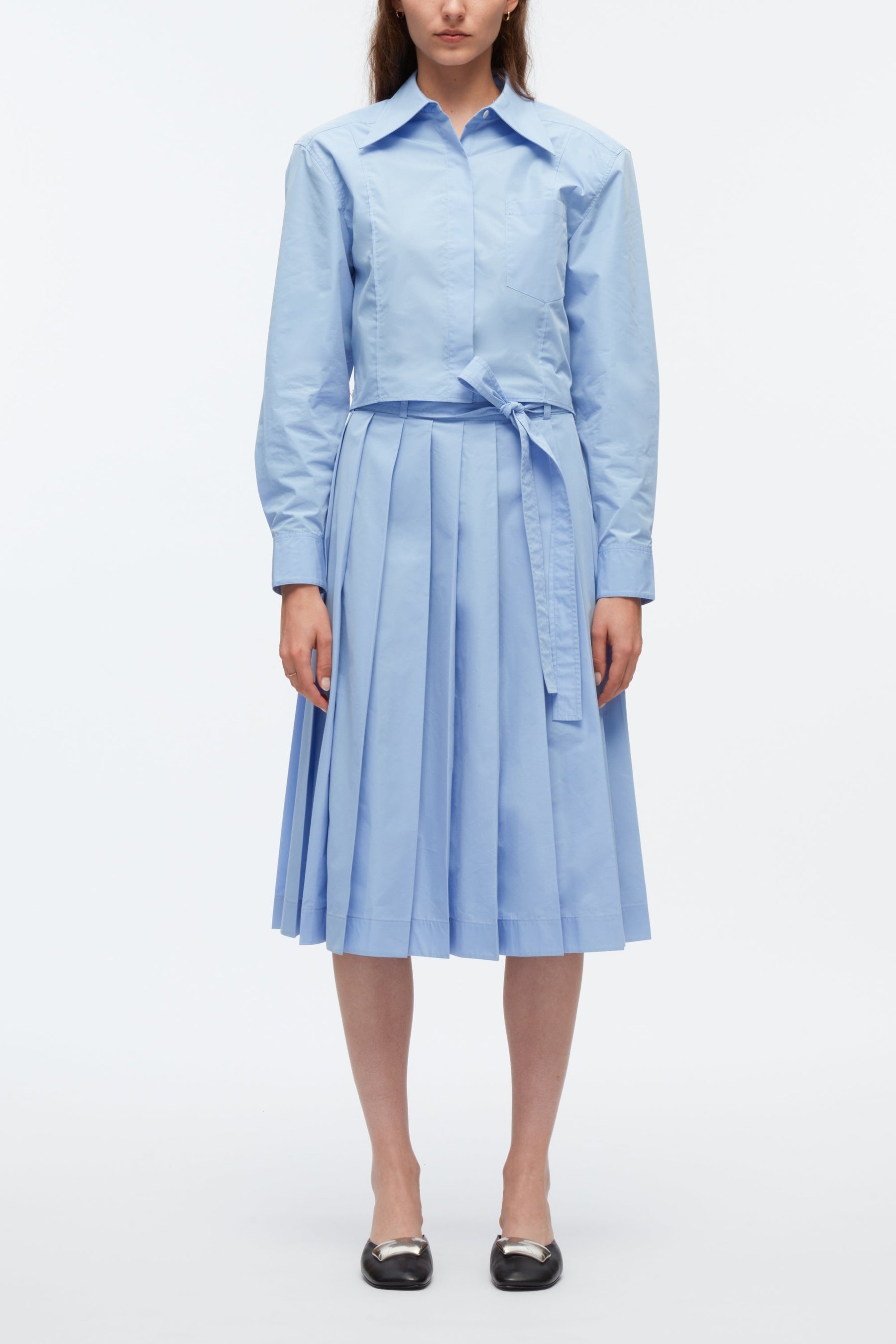 Knife Pleat Belted Skirt - 1