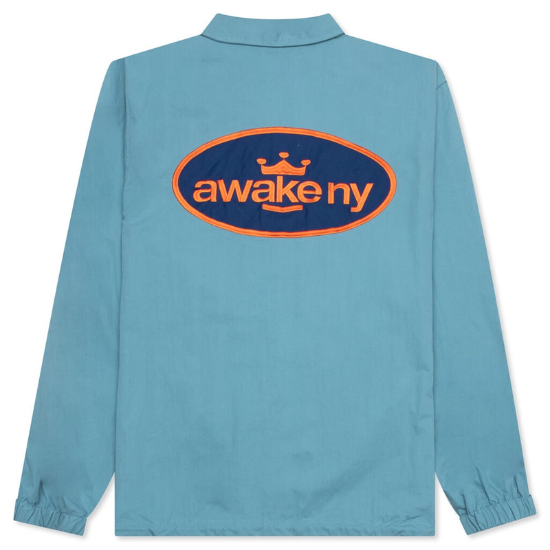 AWAKE NY KING LOGO TWILL COACHES JACKET - SLATE BLUE outlook