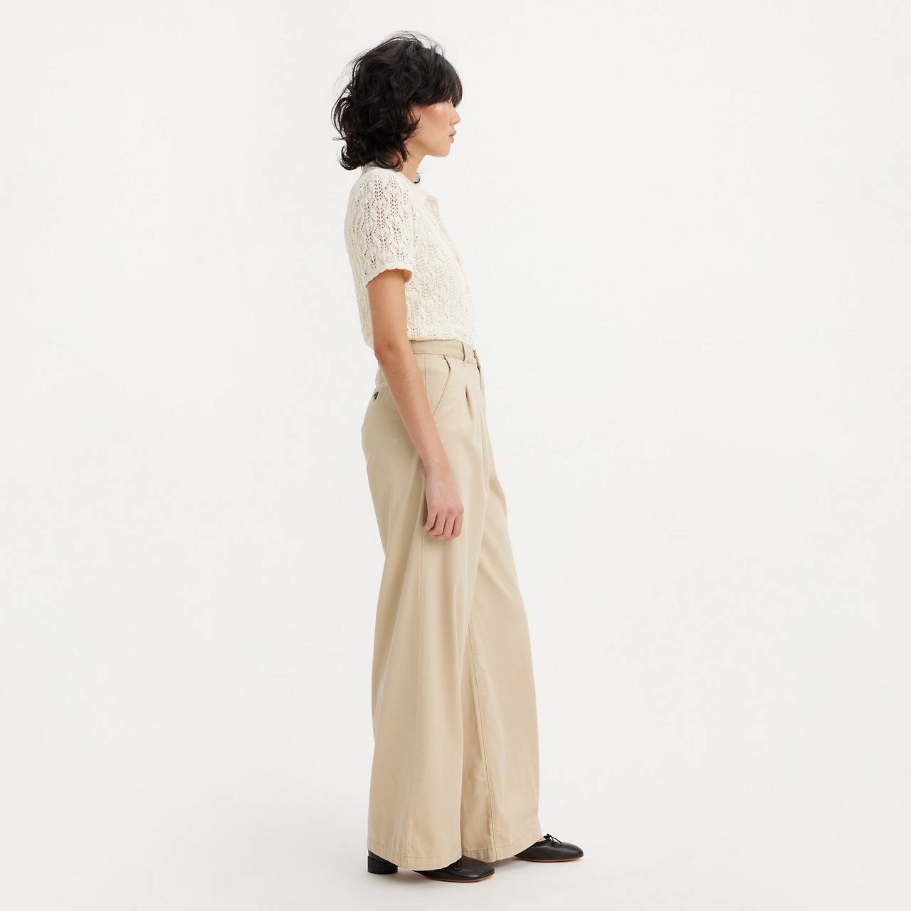 PLEATED WIDE LEG WOMEN'S TROUSER PANTS - 6
