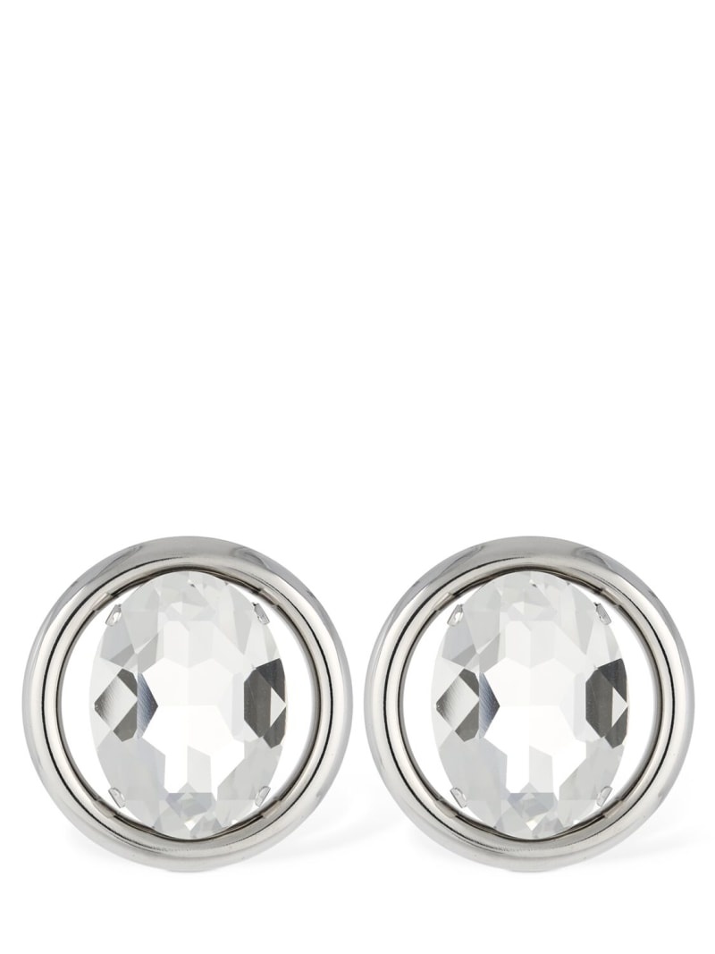Oval crystal stud earrings - 1