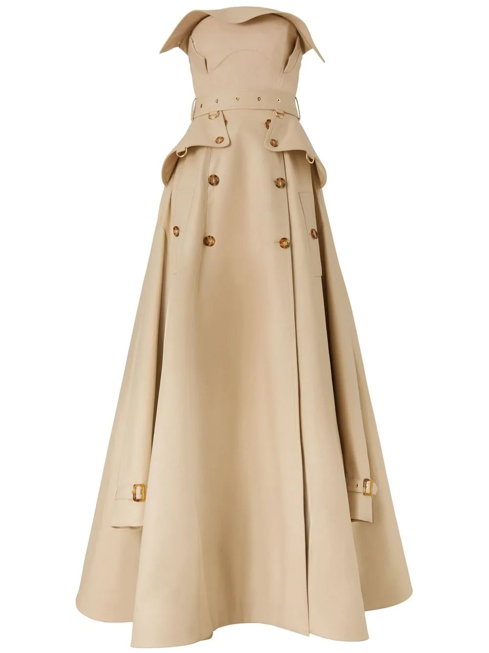 gabardine belted trench gown - 1