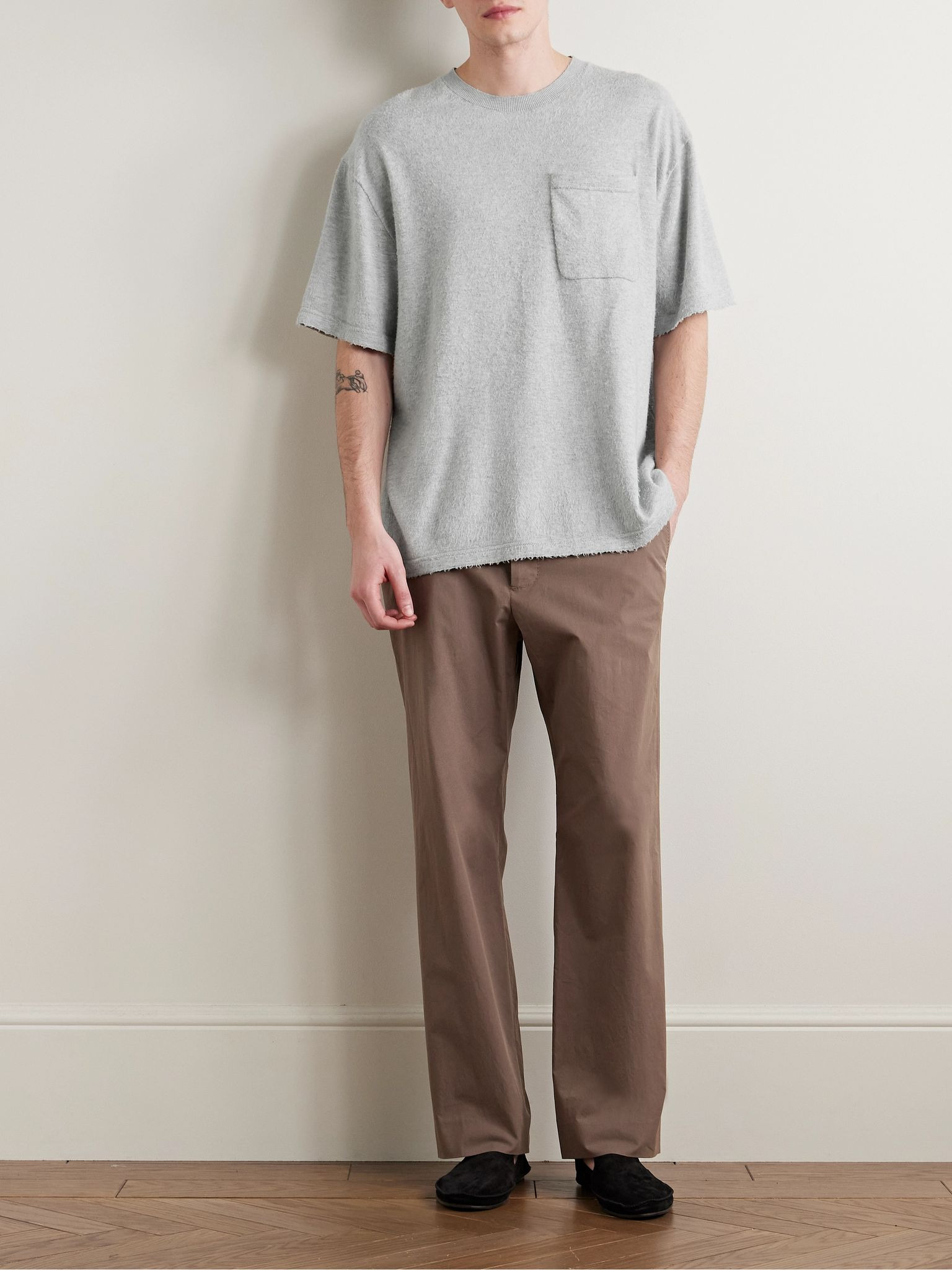 Paddy Brushed Cotton-Jersey T-Shirt Gray - 2