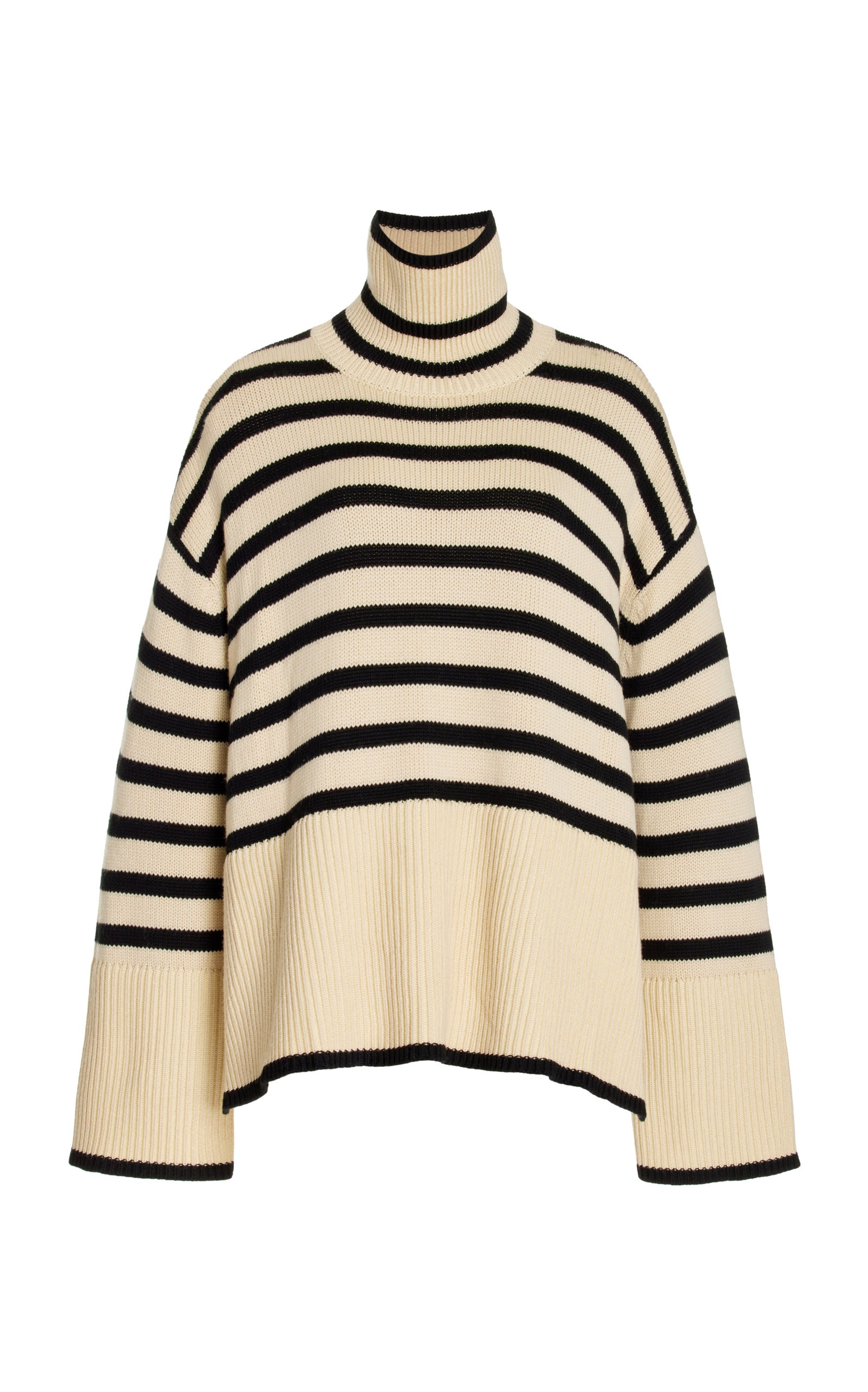 Signature Stripe Wool-Cotton Turtleneck Sweater neutral - 1