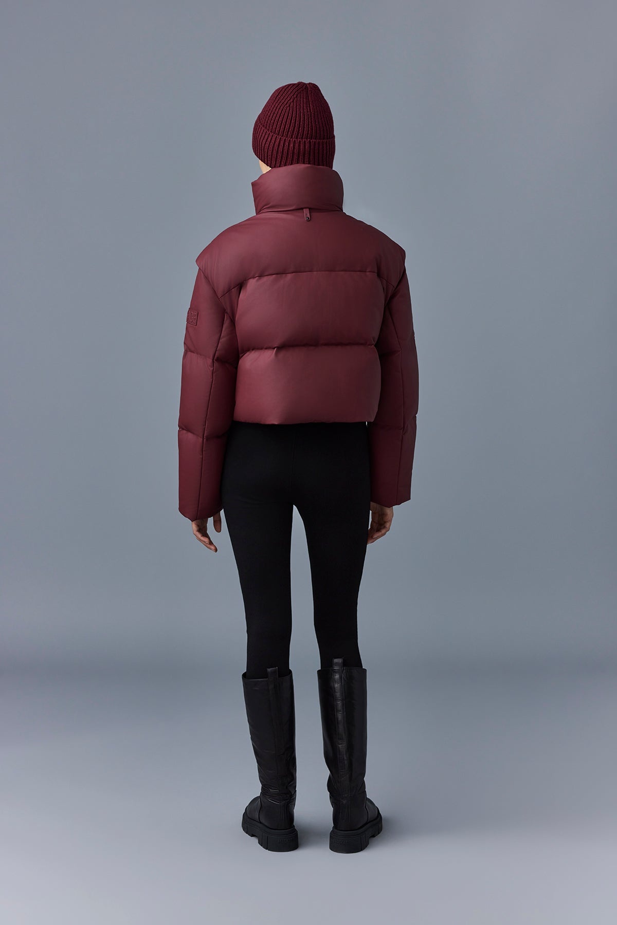 Mackage Bailey Convertible Leather Puffer Jacket in Red