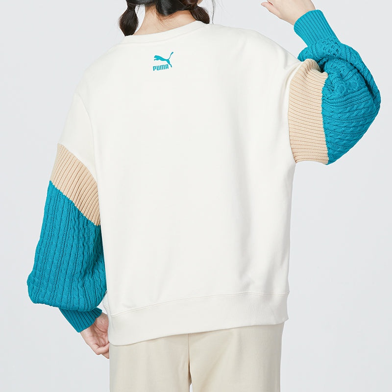 (WMNS) PUMA Colorblock Sweatshirt 'White' 537968-65 - 4