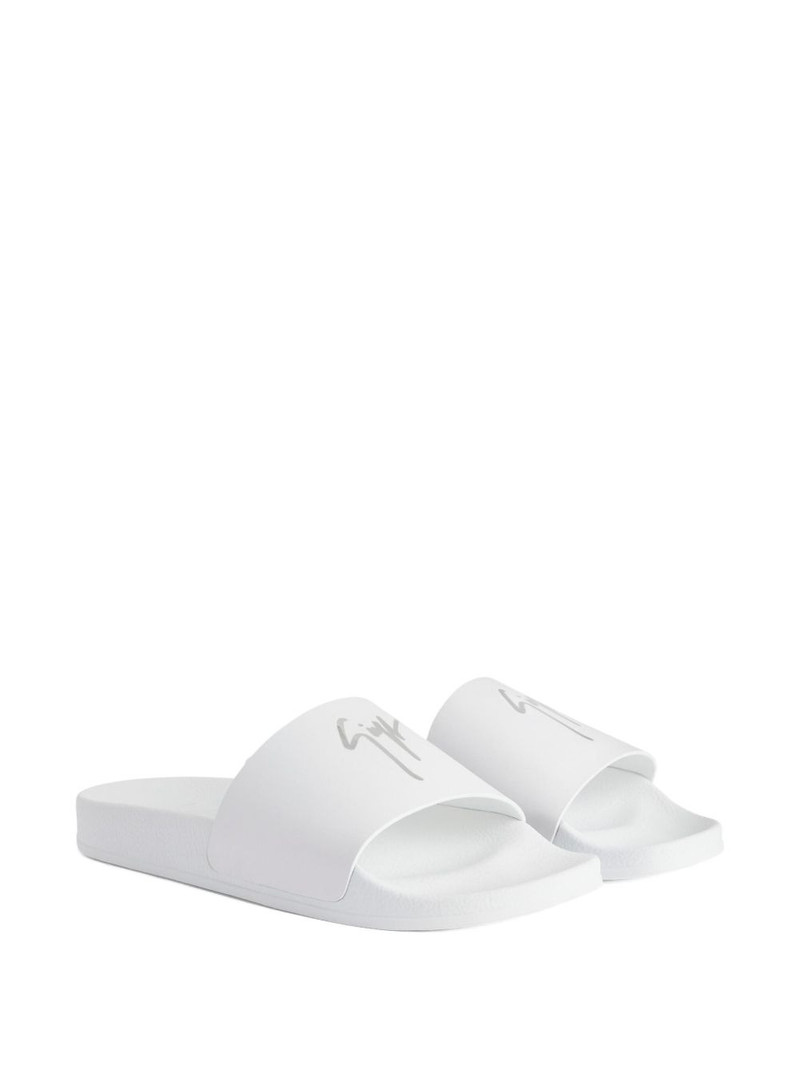 Giuseppe Zanotti Brett leather logo-print slides outlook