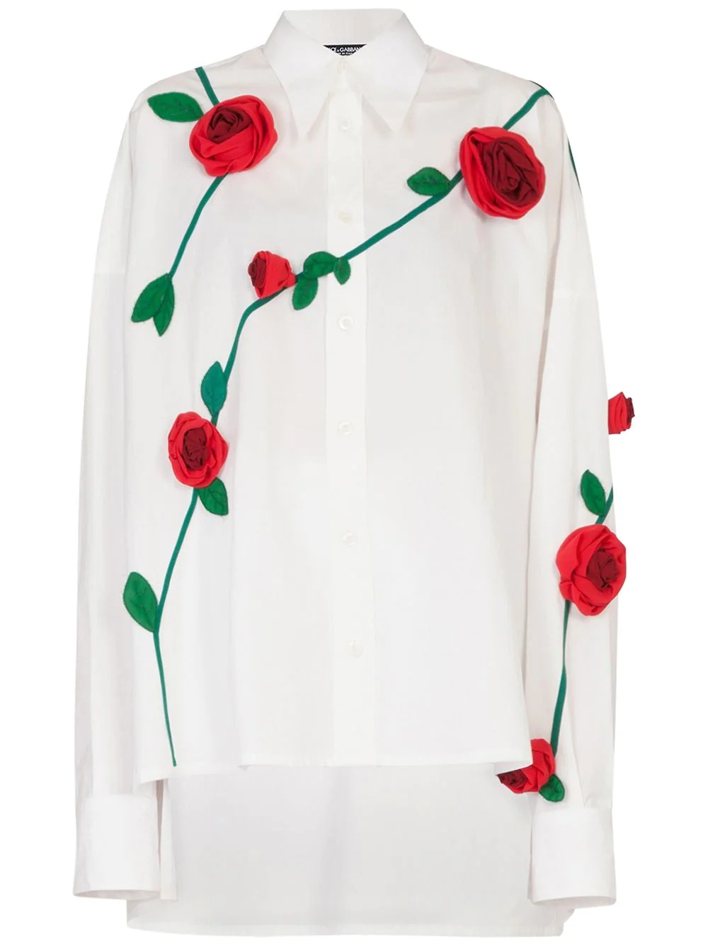 rose-embroidered shirt - 1