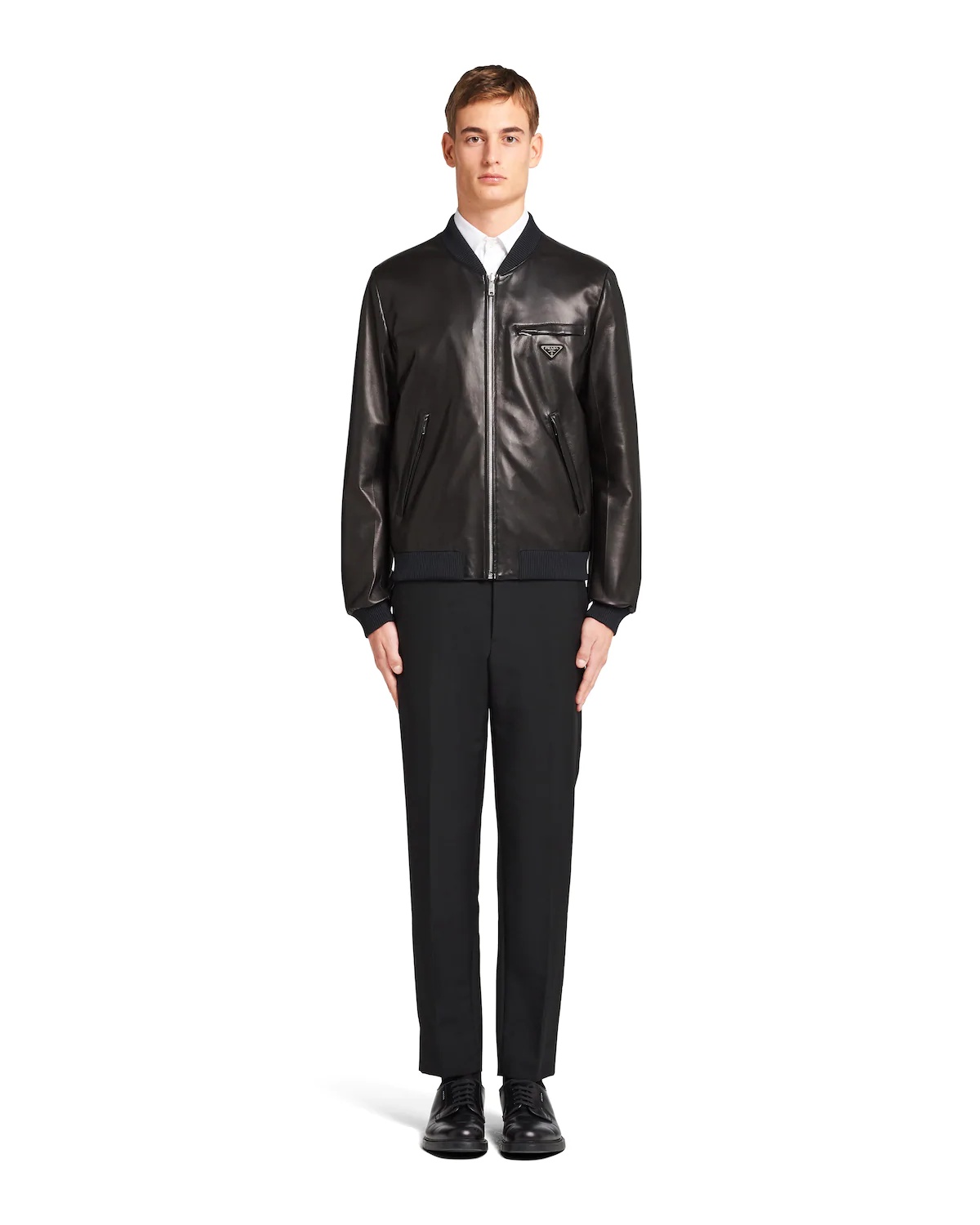 Reversible nappa leather and nylon bomber jacket - 2