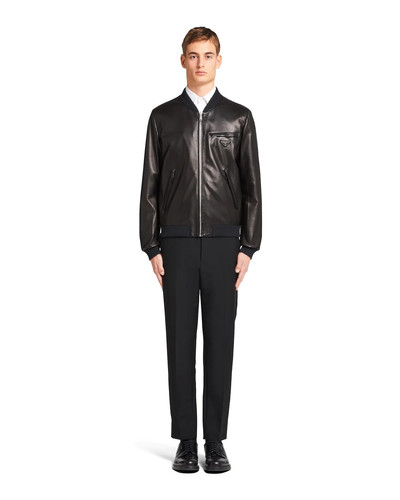 Prada Reversible nappa leather and nylon bomber jacket outlook