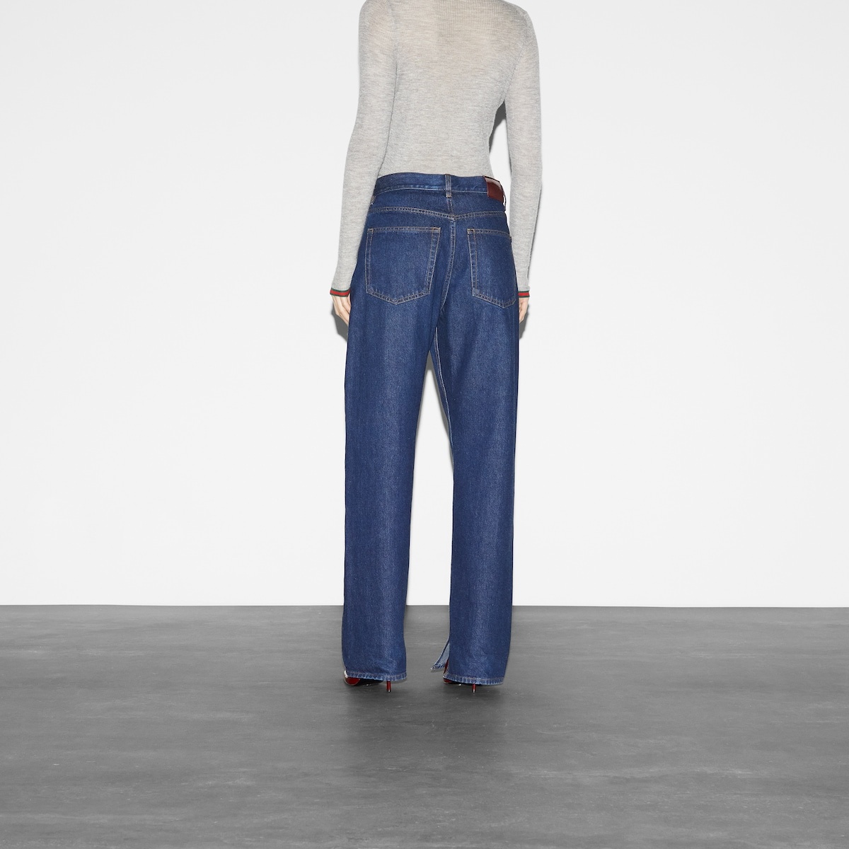 Denim pant with Gucci label - 8
