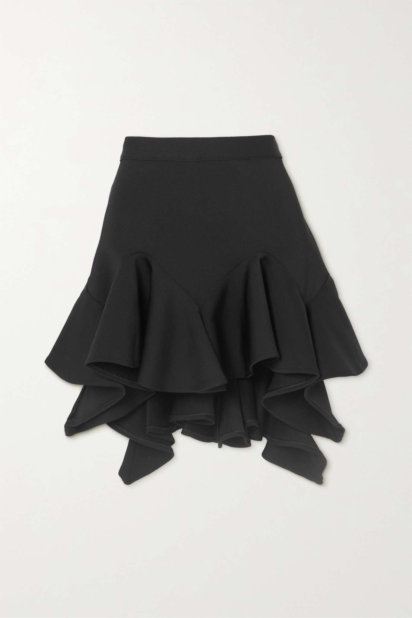 Asymmetric ruffled stretch-jersey mini skirt - 1