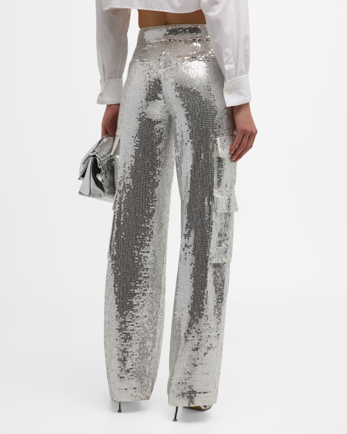 Hayes Sequined Wide-Leg Cargo Pants - 7