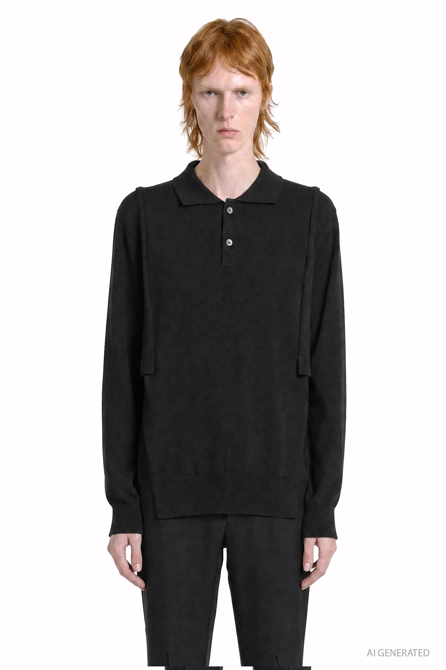 Cut-out Wool Knit Polo - 1