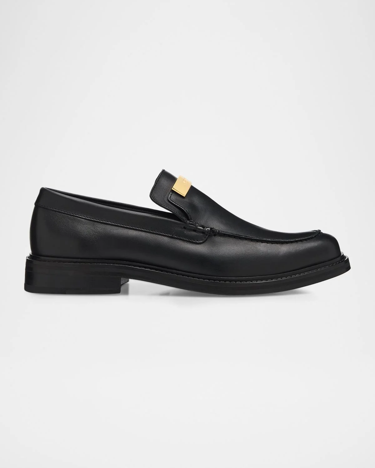 Men's Logo Plaque Leather Loafers - 1